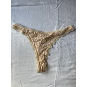 NWOT Apt. 9 Lace Trim Modal Thong Panty – Size L Cream Animal Print